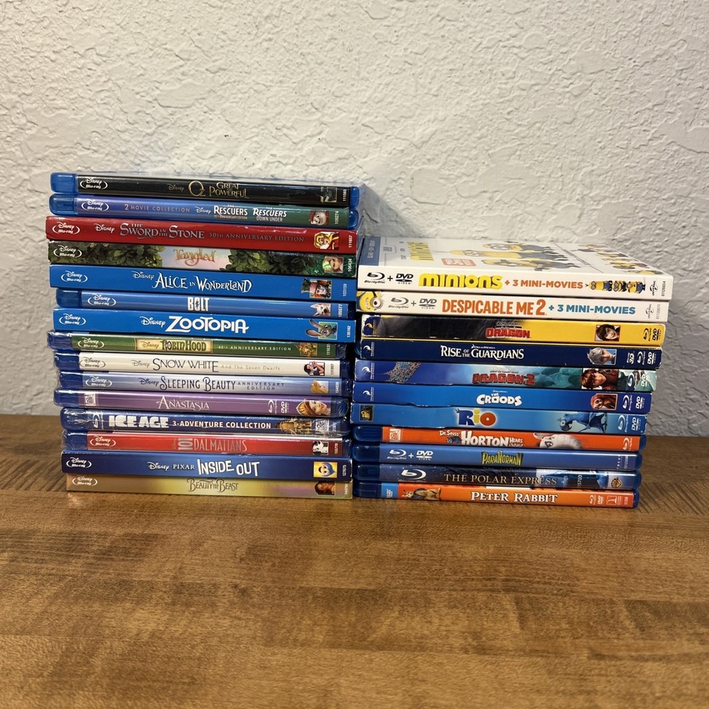 Disney Dreamworks Kids Blu-ray Lot Of 26 Big Hero 101 Dalmatians Snow White Rio